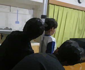 青白トレーナー水彩