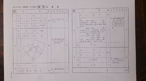 千葉県公立高校前期選抜学力検査　数学　正解表